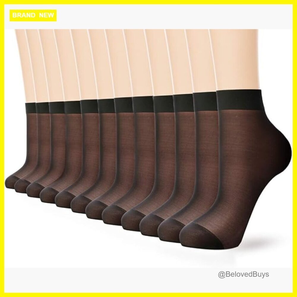 12 Pairs Sheer Nylon Ankle Socks 20D Pantyhose Socks Women